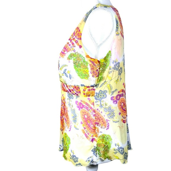 AMI Top Sleeveless Blouse Faux Wrap front Empire Waist Semitransparent Lined LG - Picture 3 of 16